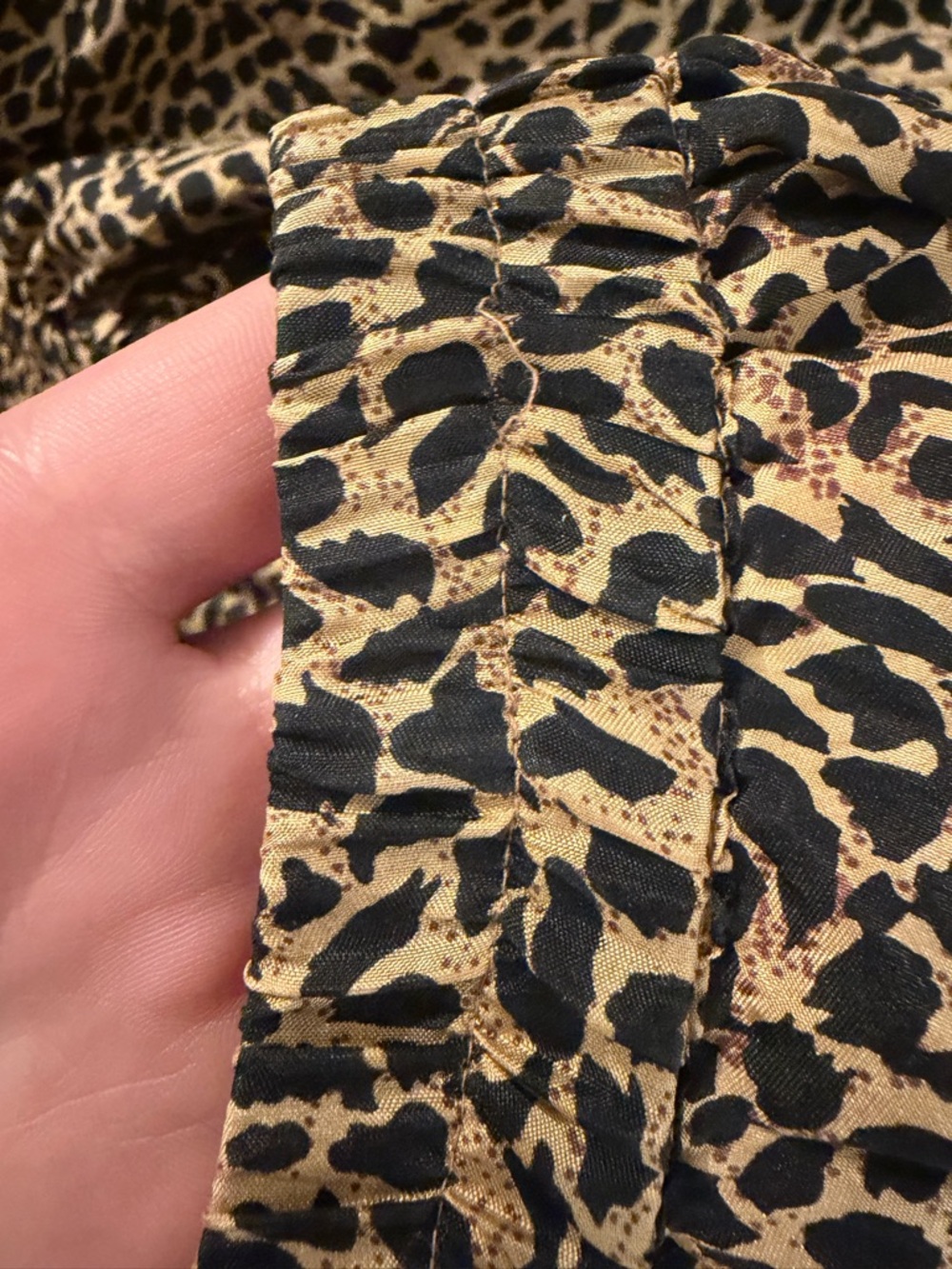 Leopard Print 100% Silk Maxi Skirt Elastic Waist Flowy Animal Print Size L - Picture 5 of 9